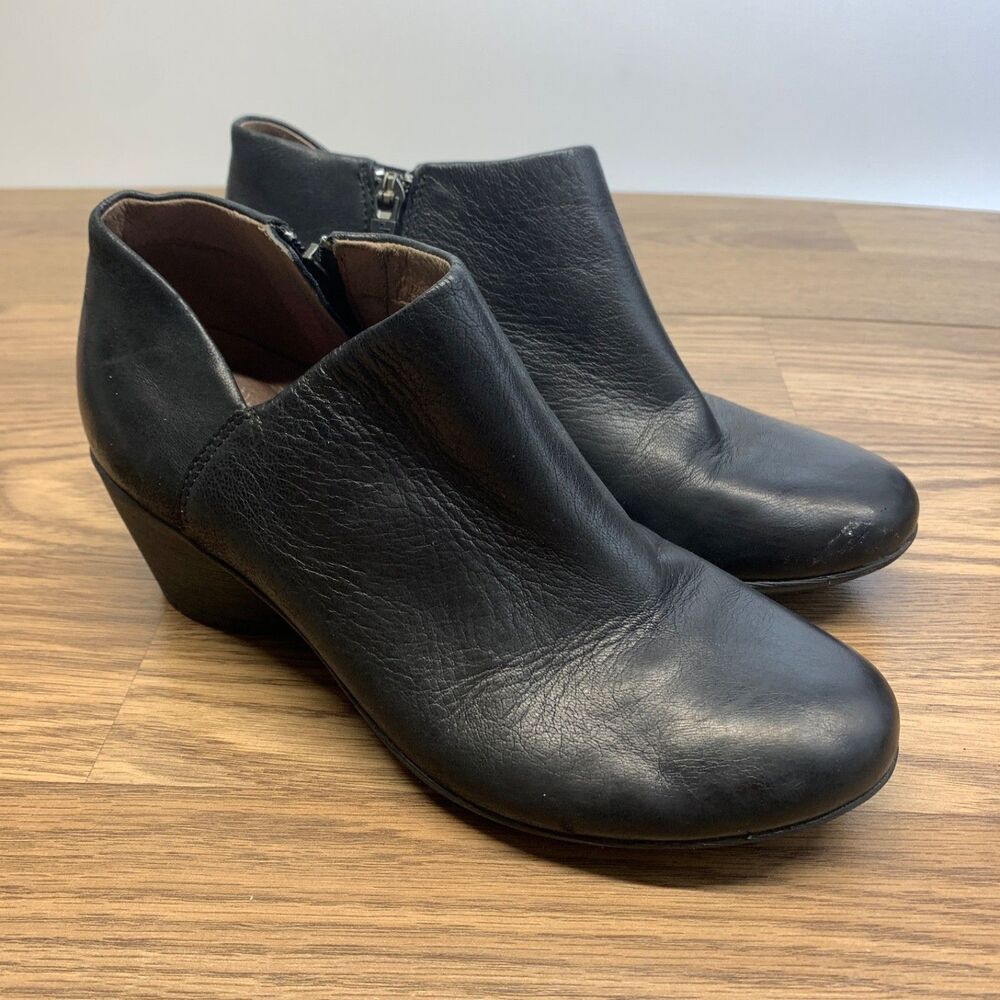 Dansko Ankle Boots Womens 38 7.5-8 Raina Burnished‎ Leather Booties Zip Low